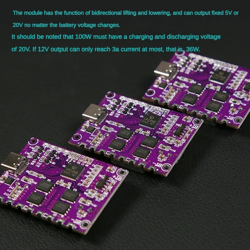 โมดูลแบตเตอรี่ลิเธียมสาย Type-c4 100W ชาร์จเร็วแบบสองทิศทาง IP2368