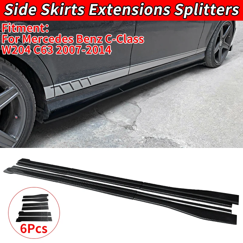 

For Mercedes Benz C-Class W204 C63 2007-2014 Car Accessories Carbon Fiber Appearance Side Body Skirts Kit Lip Trim Spoiler