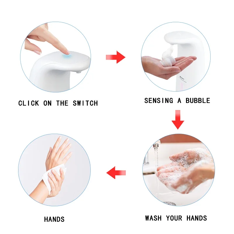 250ml Touchless Automatic Foaming Soap Dispenser - More Safety Health - Bathroom Kitchen Cleaner