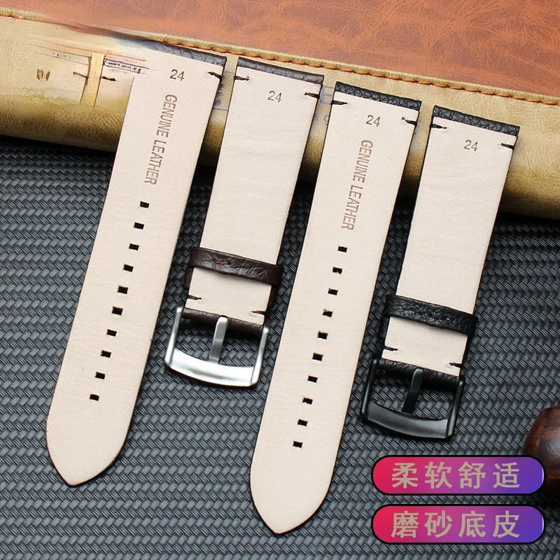 Genuine Leather Watch Band for Armani Ar2461 2462 2460 5989 5987 Soft and Comfortable Watch Strap Accessories 24mm Men Wristband