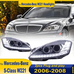 Car Headlights For Benz S-Class W221 2006 2007 2008 2009 LED Car Lamps Daytime Running Lights Dynamic Turn Signals Accessories