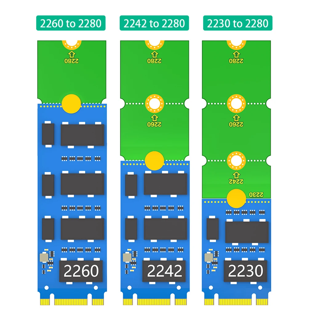 For M2 NVME M.2 Extension Adapter Card Supports 2230 to 2242 2260 2280,2242 to 2280,2260 to 2280 for NVME NGFF M.2 U.2 M3 SSD