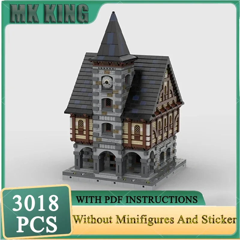 

Moc Building Bricks Town Hall Modular Model Technology Block City Street View Blocks DIY Assembly Christmas Gift Toy