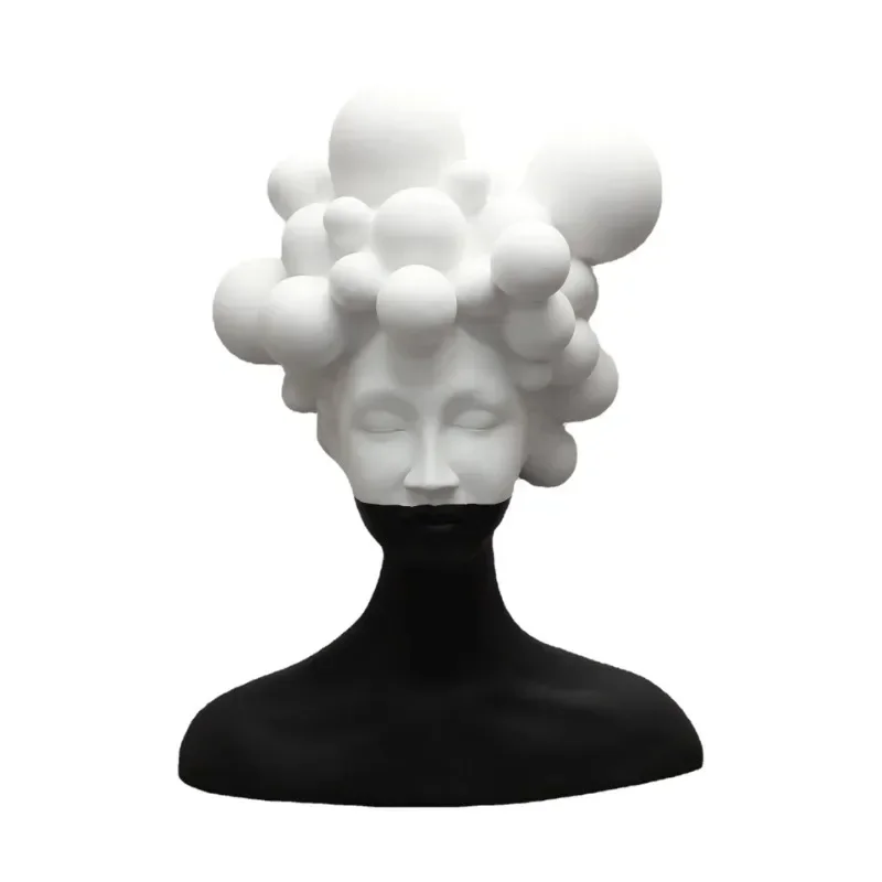 Modern Minimalist Home Decoration Black and White Resin Girl Art Figure Sculpture Living Room Decoration Friend Gift