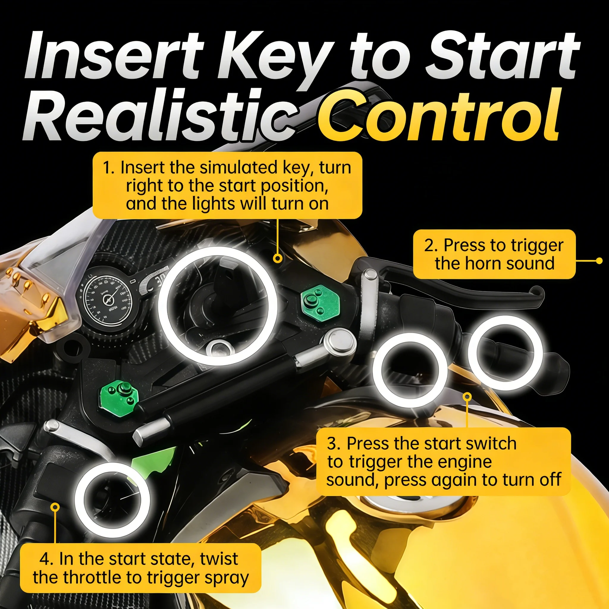 1:9 Ninja H2R With Spray Alloy Motorcycle Model Toy Vehicle Collection Sound and Light Off Road Autocycle Toys Car