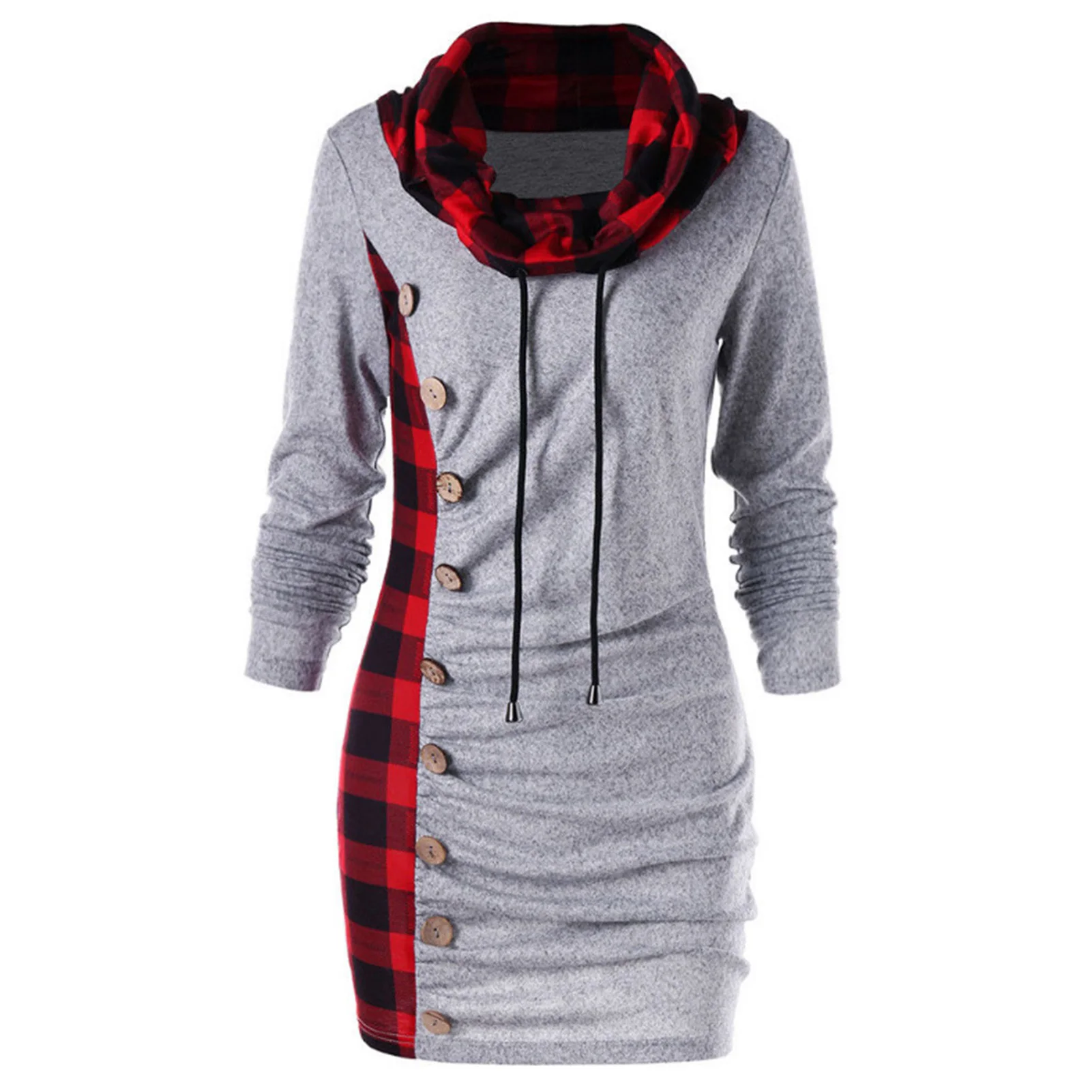 Women's Long Sleeve Hooded Sweatshirt Tunic Casual Drawstring Stitching Tops for Women Formal Daily Party