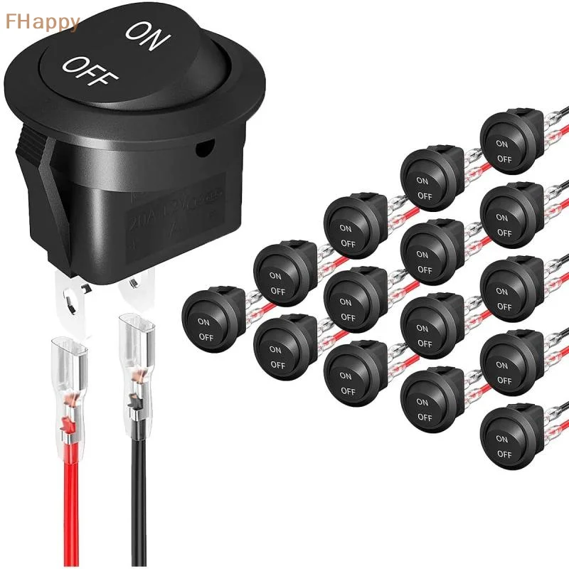 

5Pcs Round Rocker Switch ON Off SPST 20mm Mini Toggle Switch For Car Automotive RV 2 Pin 2/3 Levels Switch AC250 10A Wired