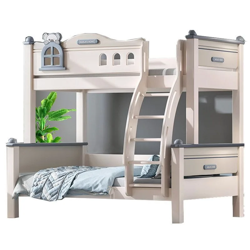 Full solid wood bunk high and low bed mother and child bed log children's bed double layer youth multi-functional rubber wood co