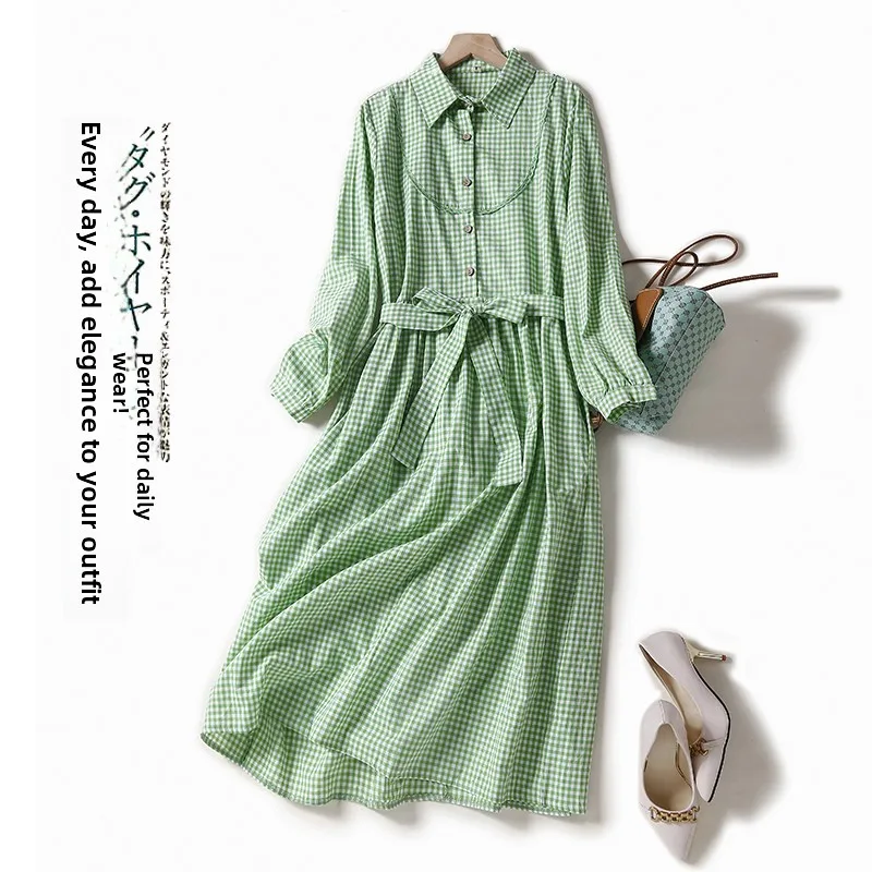 الكتان irt دكتور الخريف الموسم عالية الخصر طوق طويل Sve منقوشة الدكتور تنوعا دكتور تخفيف Sle Faionable