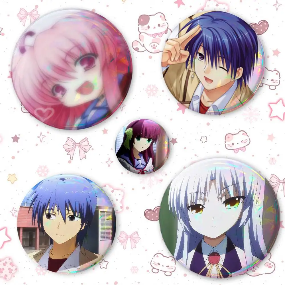 Anime A-Angel Beat-s Cute Cool Round Pin Badge Set For Anime Game Music Cartoon Fans Backpack Denim Jacket Hat Decoration