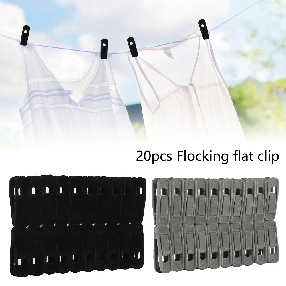 20Pcs  Artifical Velvet Flocked Non Slip Hanger Coat Clips Useful Clothes Clip Drying Racks Durable Eco-friendly Windproof