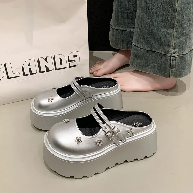 

2025New Style of Fashionable Half-slipper Flip-flops for Women in Summer Fairy Style,Korean Version of Mary Jane's Small Slipper