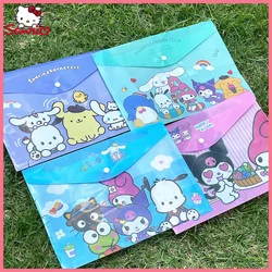 Sanrio Students Creative Cute Button File Bag Cartoon A4 Storage Bag Kuromi Childrens Stationery New Anime Character Folder Gift