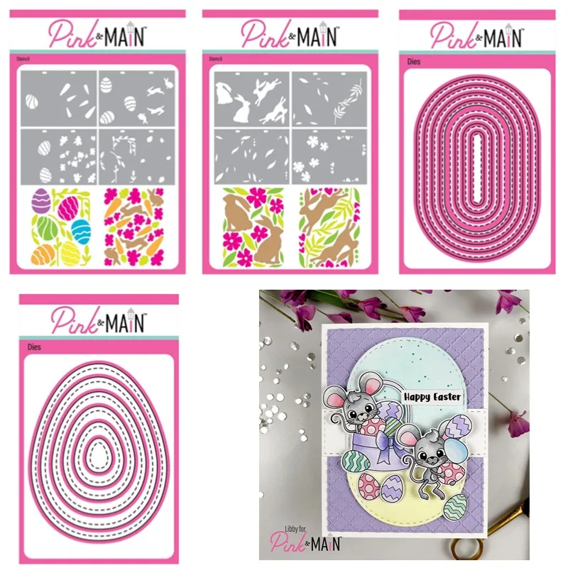 금속 CuttingEgg 부활절 직사각형 타원형 토끼 홉 공예 다이 실리콘 스탬프 스크랩북 스텐실 사진 앨범 카드 DIY 종이 Embos