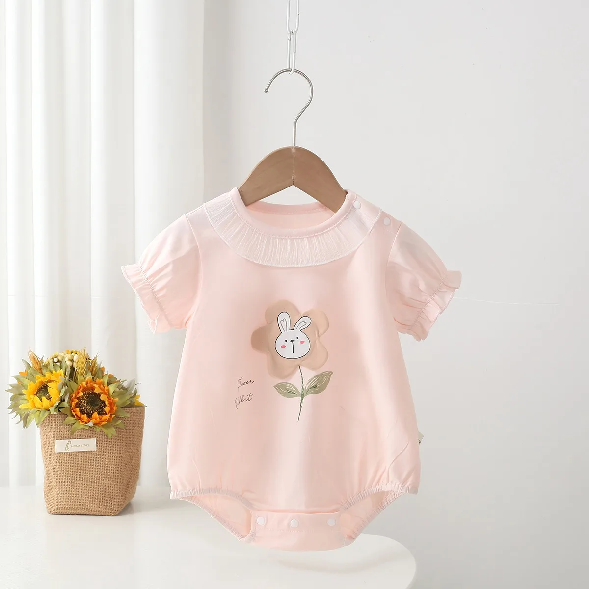 New Arrival Infant Girl Cotton Blend Breathable Princess Romper 6-12M Baby Summer Lightweight Bodysuit Kid Casual Knit Onesie