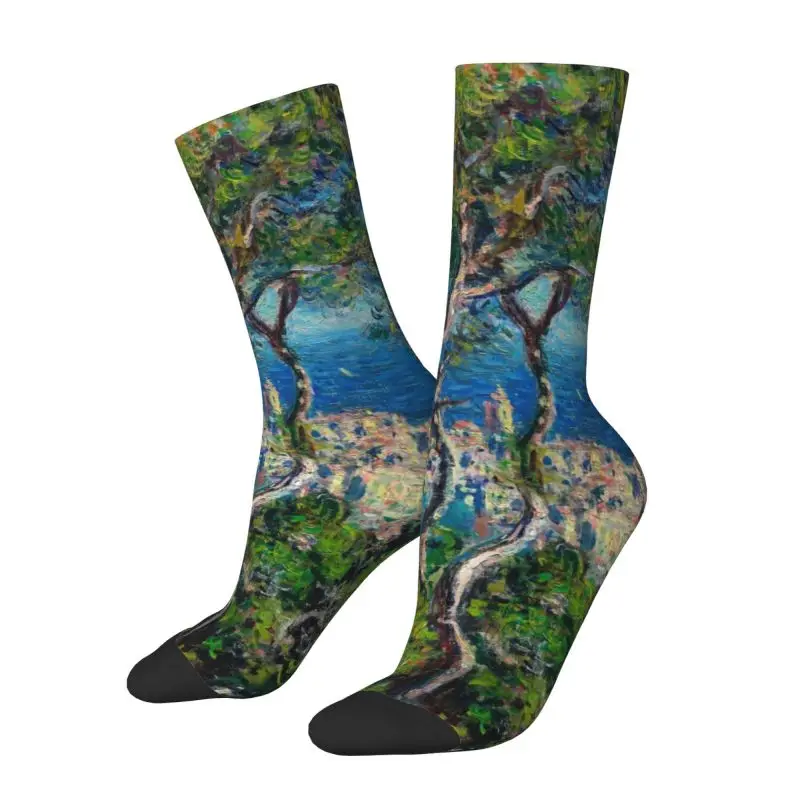 

Custom Bordighera Dress Socks Mens Womens Warm Fashion Novelty Claude Monet Painting Art Crew Socks