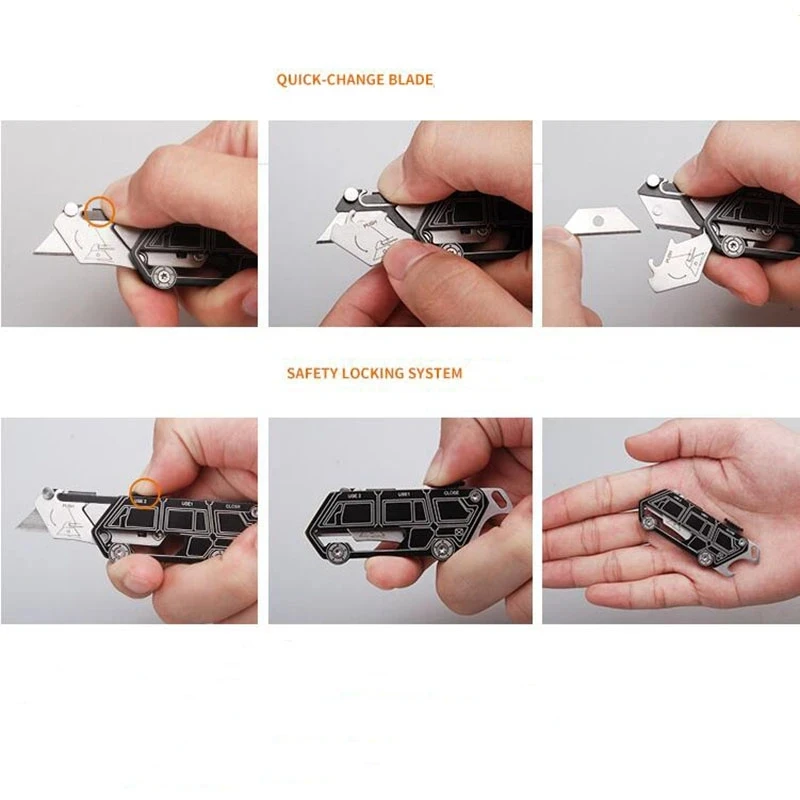 High Quality SK5 Blade Utility Knife Aeronautical Aluminium Handle EDC Outdoor Multitool Sharp Paper Cutter Hanging Buckle