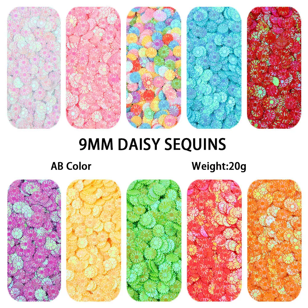 20g/450g 9MM Daisy Sequins Glitter Flakes for Slime Filling Nail Art & Phone Case DIY Decor, Resin Craft Accessories Lentejuelas