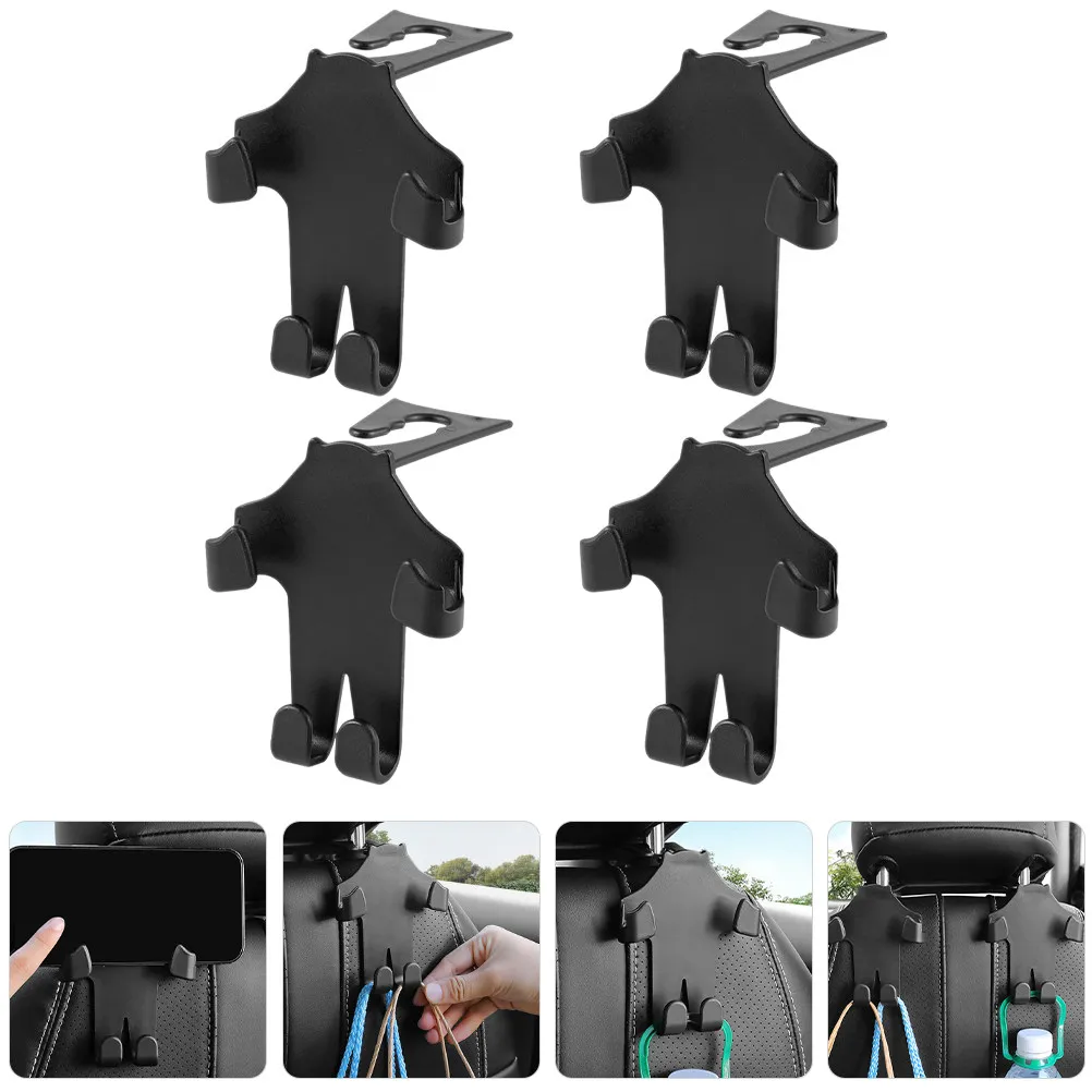 

4Pcs Car Seat Headrest Hook Durable PP Purse Hanger Back Seat Storage Organizer Key Holder Auto Interior Accessories