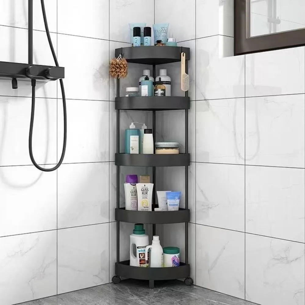 Kitchen Storage Organizer Bathroom Corner Cabinet 3/4/5 Tier Rolling Cart Storage Shelf Rolling Storage Cart Organizers Shelves