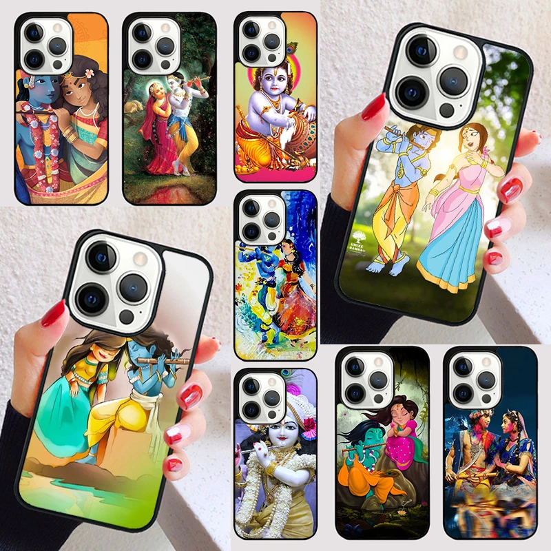 Lord Krishna Radha cover For iPhone 15 16 13 12 11 14 Pro Max Mini Max SE 2020 7 8 6S Plus Phone Case