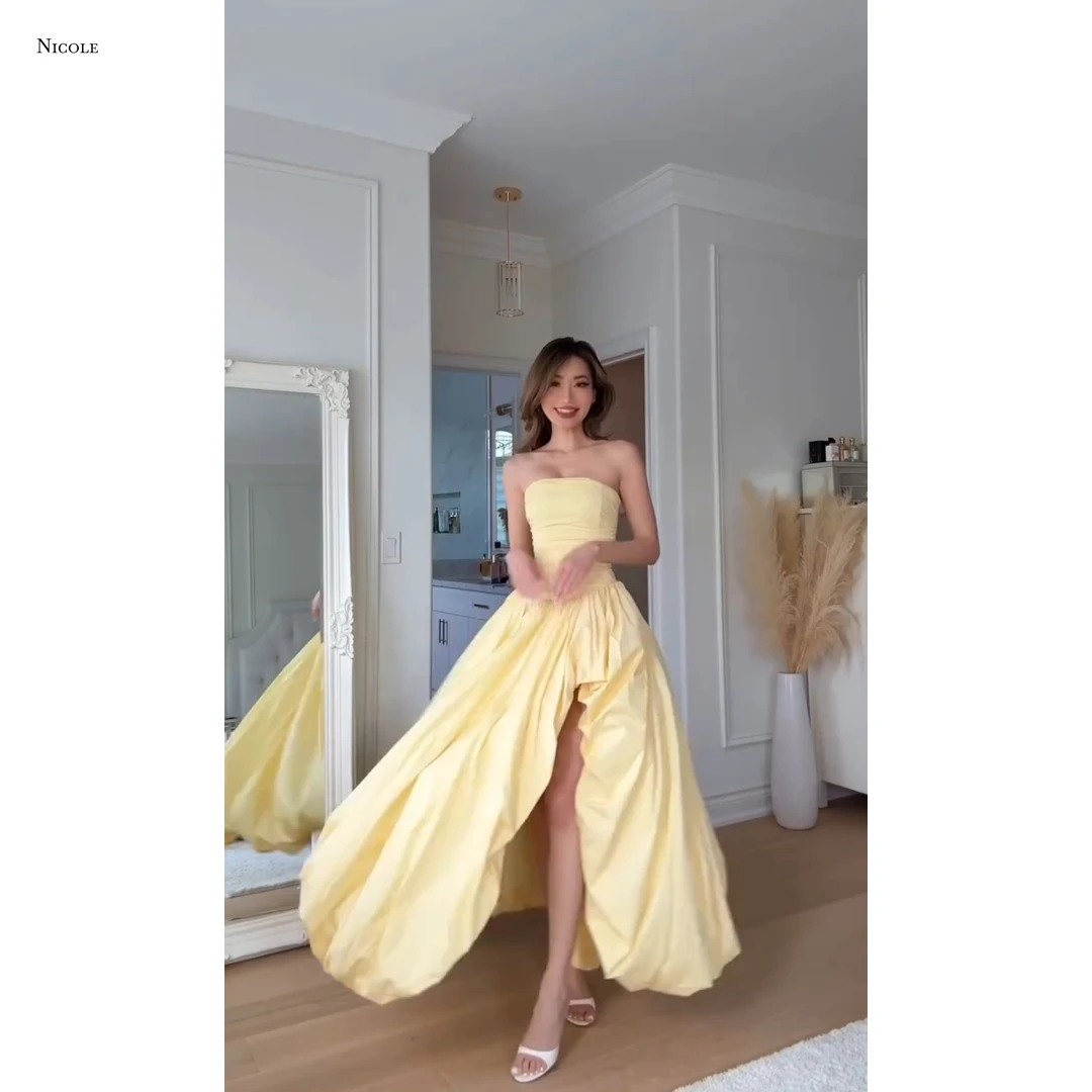 

Nicole Satin Cloth Luxurious Evening Dresses 2025 Line A Elegant Wedding Guest Dresses for Special Occasions Custom Made Prom