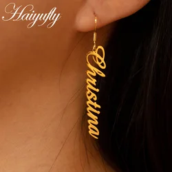 Haiyufly Custom Name Earrings for Women Girls Stainless Steel Jewelry Letter Heart Dangle Earring Birthday Personalized Gift