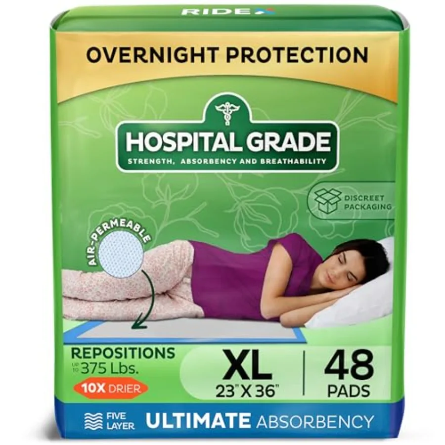 

Incontinence Bed Pads [48-Pack] Underpads 23 x 36 Disposable Ultra-Heavyweight Super Absorbent and Waterproof Patient Repositio