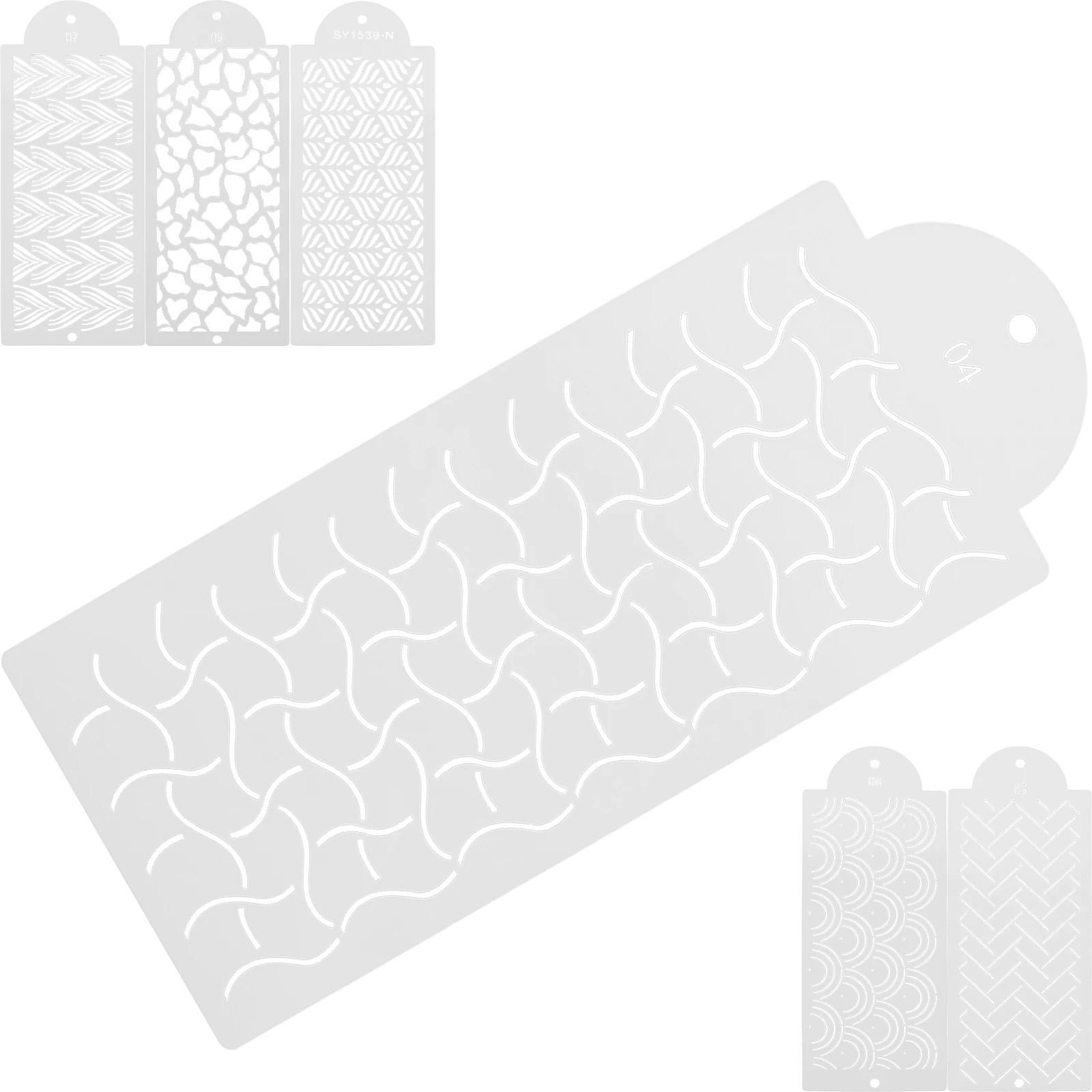 

6 Pcs Cake Decorative Template Crafts Decoration Painting Plastic Reusable Stencils for
