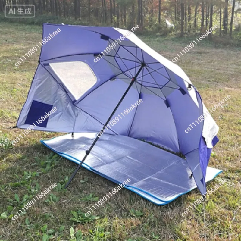 Outdoor seaside beach umbrella sunscreen silver glue camping sunshade sun umbrella windproof belt window fishing