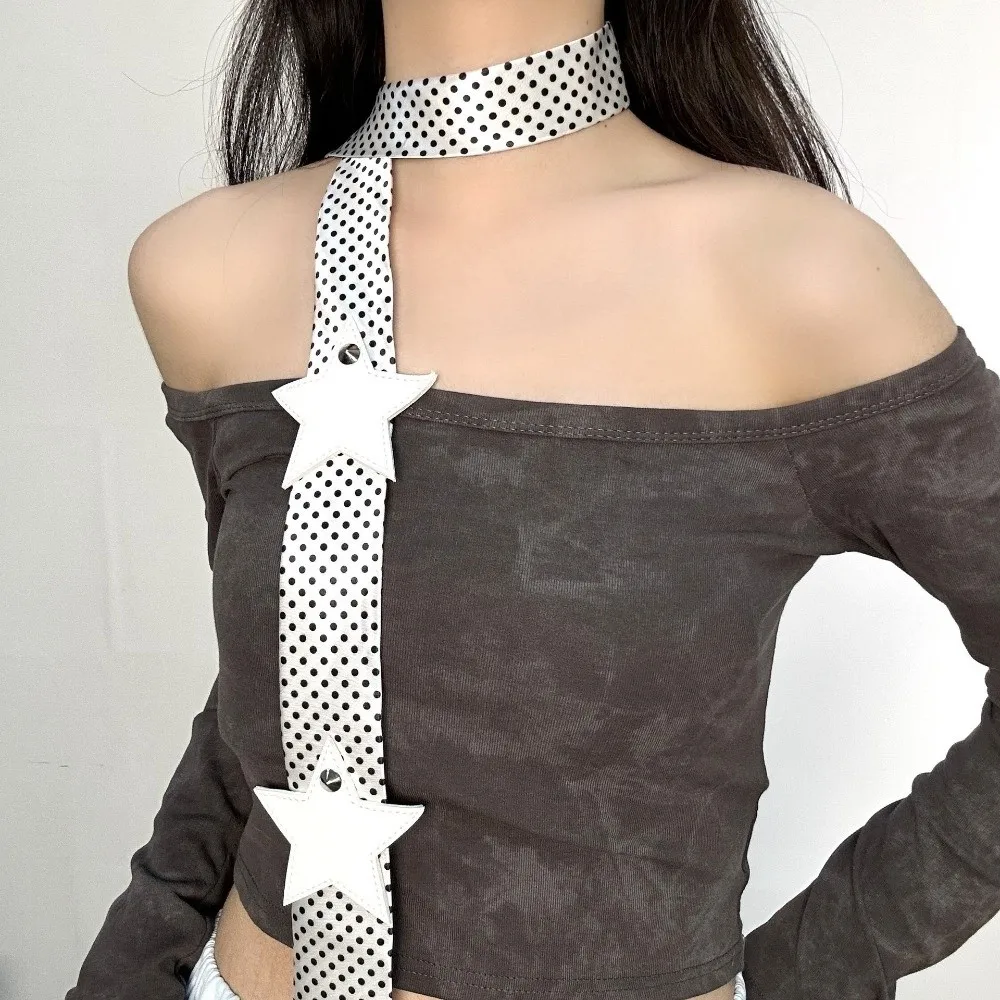 

Classic Elegant Leopard Print Scarf Spicy Girl Hand Tied Polka Dot Waist Belt Chic Stylish Long Vintage Scarf Daily Wear