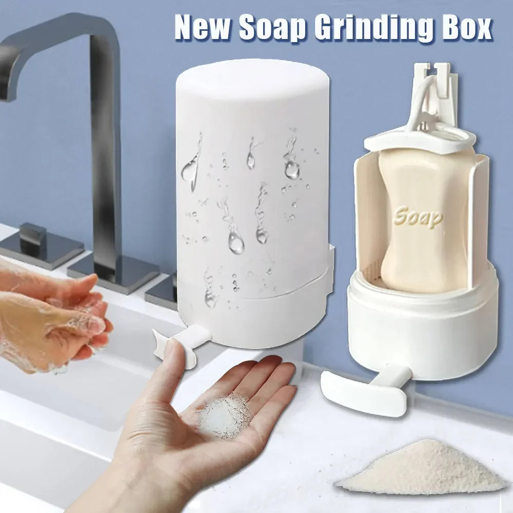 Portable Soap Dish Holder Wall-mounted Soap Powder Grinder Box, Waterproof 3-level Adjustable, for Bathroom Hand Washing Tool