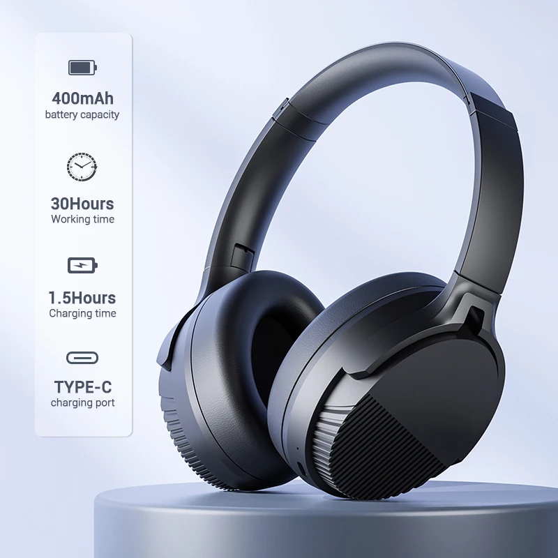 Turely High Quality Wireless Bluetooth ANC Headphone Noise Cancelling Headset foldable comfortable headphones