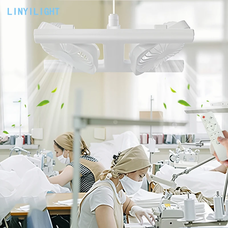 

E27 Base Double Head Ceiling Fan Light Adjustable Remote Control Dual Fans Twin Blade Window Fan for Bedroom Garage Small Spaces