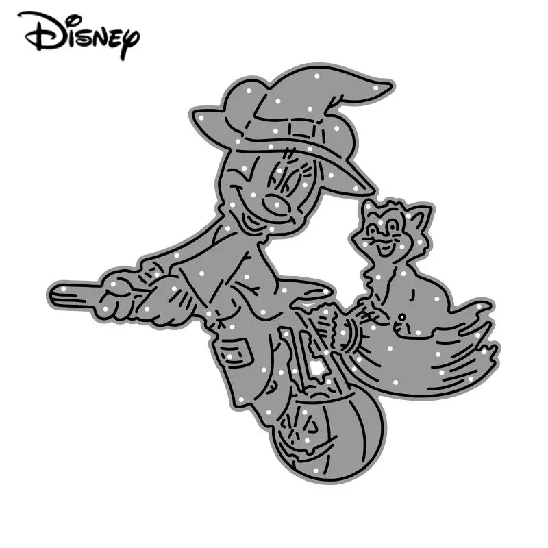 Matrices de découpe en métal pour Halloween, sorcière Minnie Mouse, pochoirs de dessin animé Disney pour bricolage, décor de Scrapbooking, modèle de matrices artisanales en gaufrage