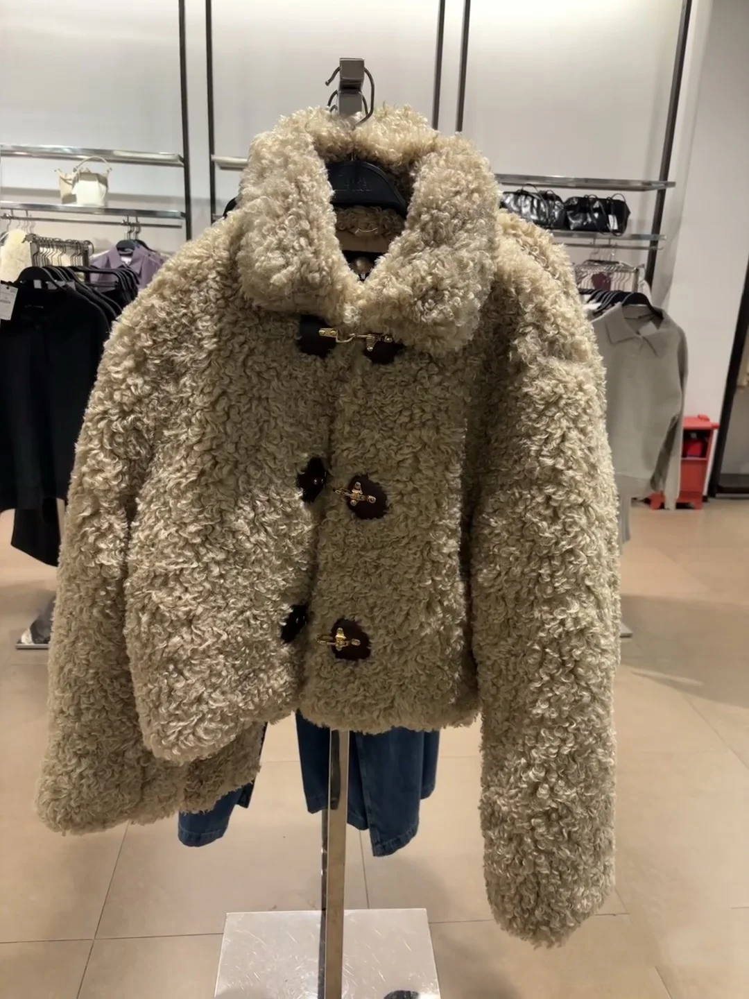 เสื้อโค้ทขนแกะสำหรับผู้หญิง คอลเลคชั่นฤดูใบไม้ร่วง-ฤดูหนาว รุ่นใหม่ล่าสุด ทรงหลวม สไตล์ลำลอง บุขนแกะ แขนยาว ผ้าโพลีเอสเตอร์