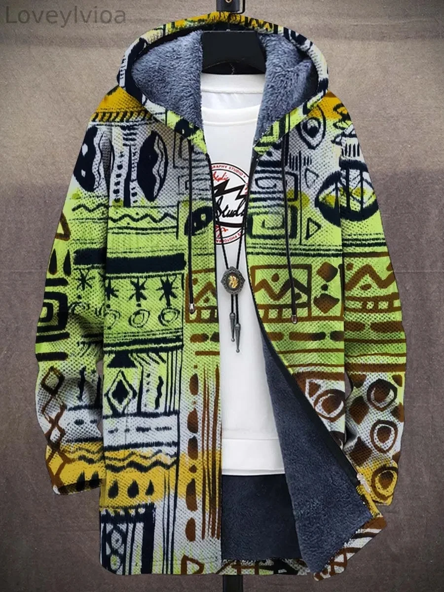 

Winter Fashion Men's Cloak Colorful Irregular Pattern 3D Printed Plush Thick Hoodie Neutral Street Leisure Warm Zip Jacket Z0365