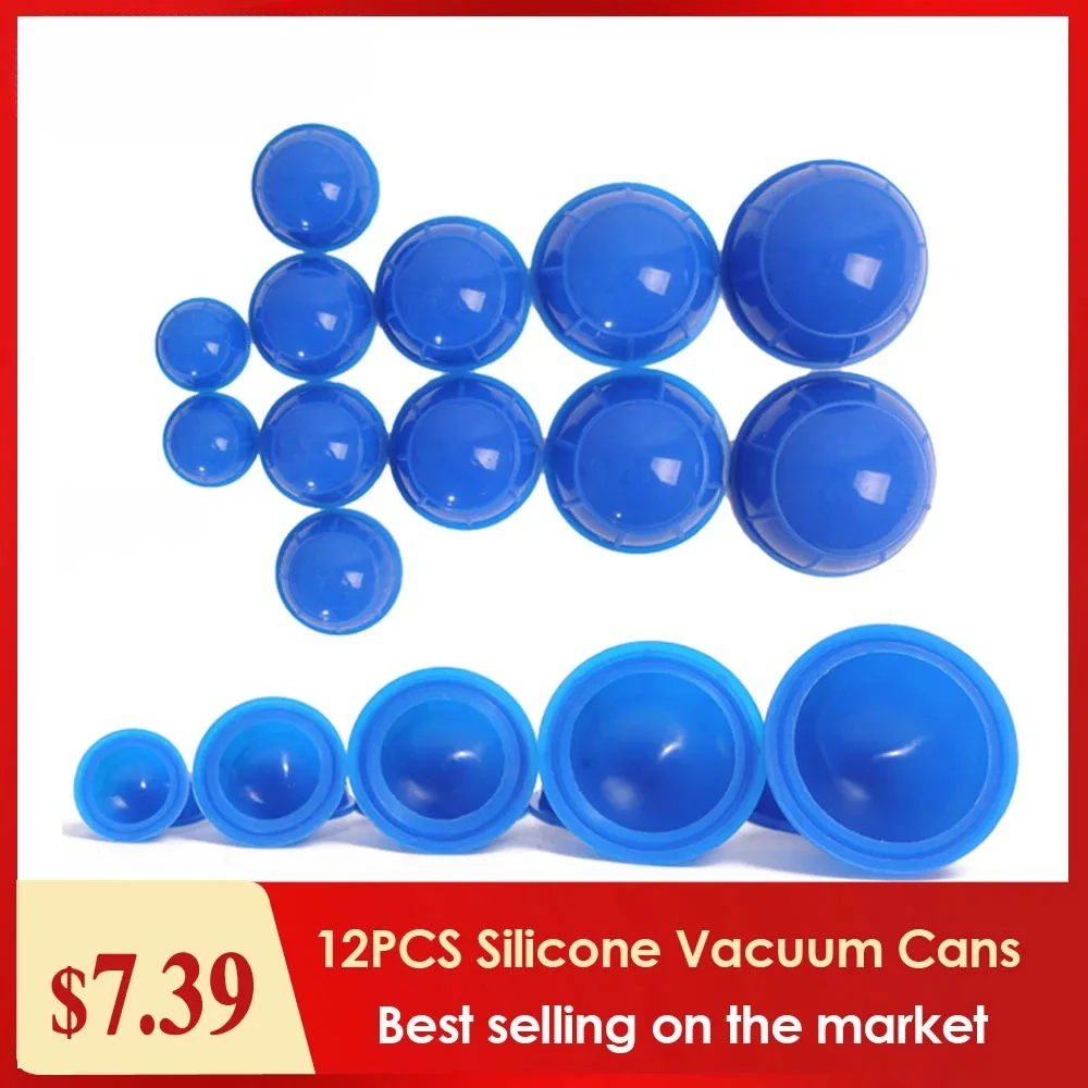 

12PCS Silicone Vacuum Cans Massage Suction Cup Full Body Vacuum Massager Suction Cup Set Chinese Cupping