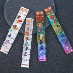 1pc 7 Chakra Selenite Stick Natural Crystal Chip Tumble Stone Wand For Meditation Charging Clearing Yoga Decor