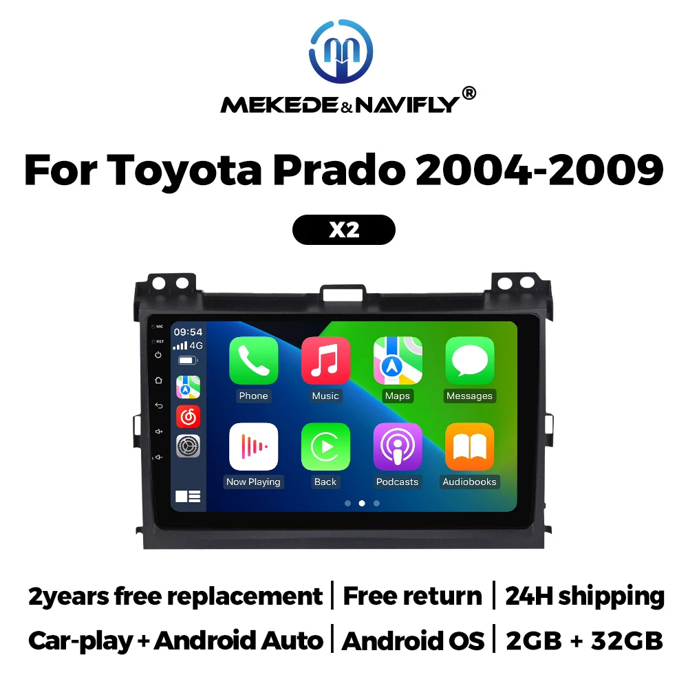 Navifly Wireless CarPlay Android Auto Car Multimedia Player For Toyota Prado 2004-2009 Android Car Radio GPS Navigation WiFi BT