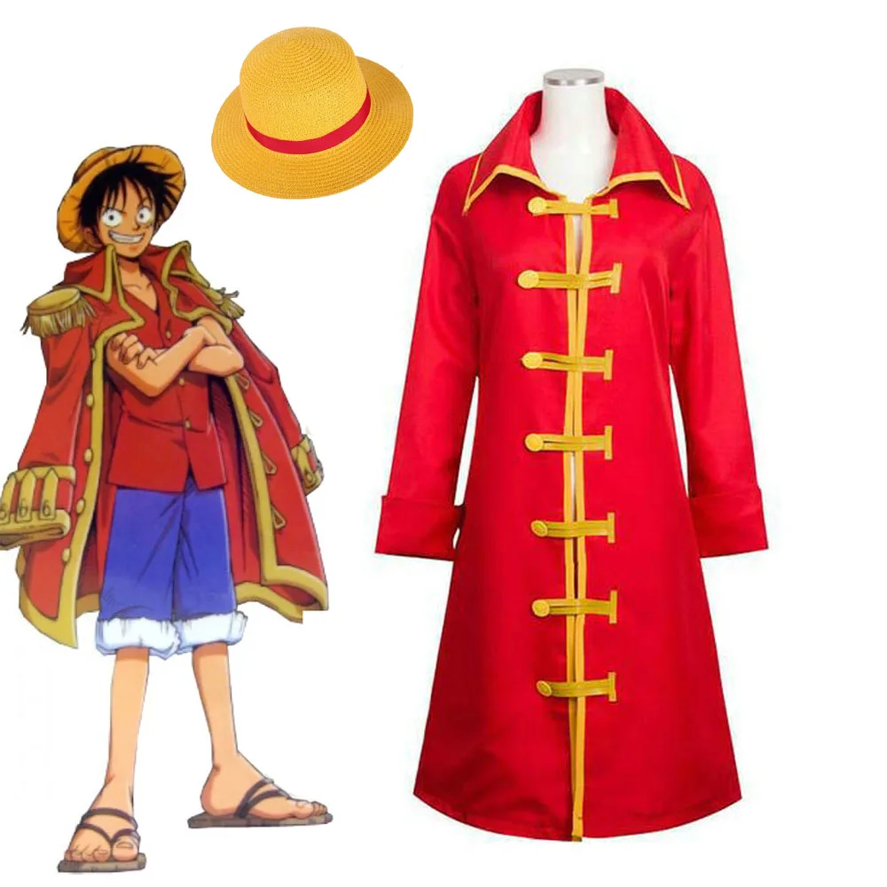 

One Piece Monkey D Luffy Cosplay Costume Captain Trench Coat Anime Accessories Luffy Wig or Hat or Shoes Halloween Party Suit