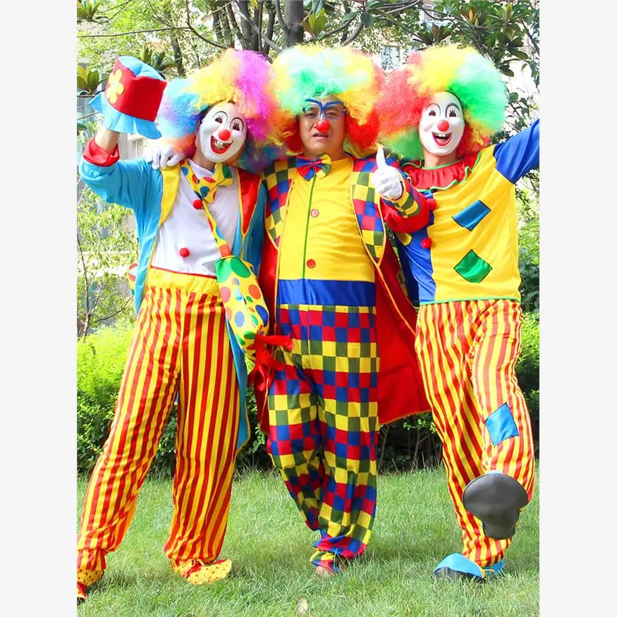 زي مهرج للبالغين لحفلات الهالوين، مجموعة أزياء للعروض المسرحية وحفلات الرقص، ملابس للرجال والنساء، زي مسرحي عرقي