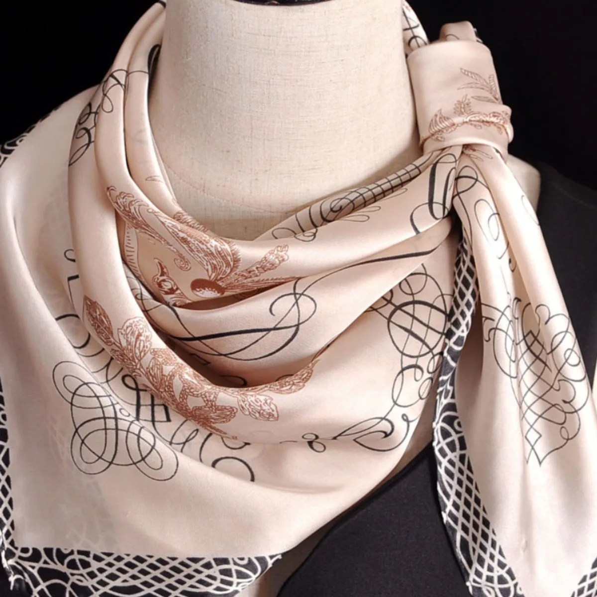 Bufanda cuadrada de seda con estampado de albaricoque para mujer, bandana de satén suave, pañuelo para el cuello, diadema femenina, Foulard, bolsa,