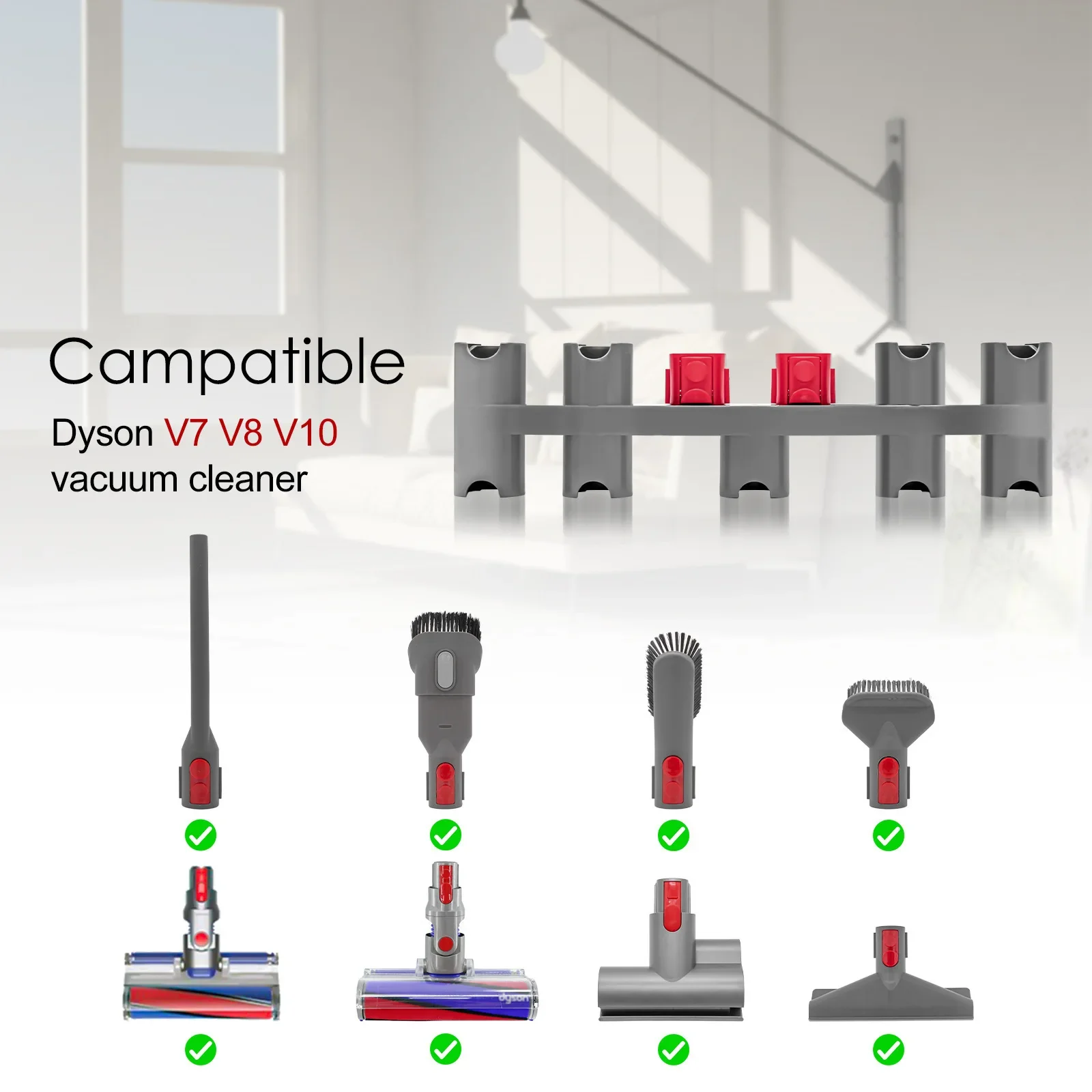 掃除機ヘッドホルダー,収納棚ツール,ノズルクリーニングアクセサリー,dyson v7,v8,v10,v11,v15