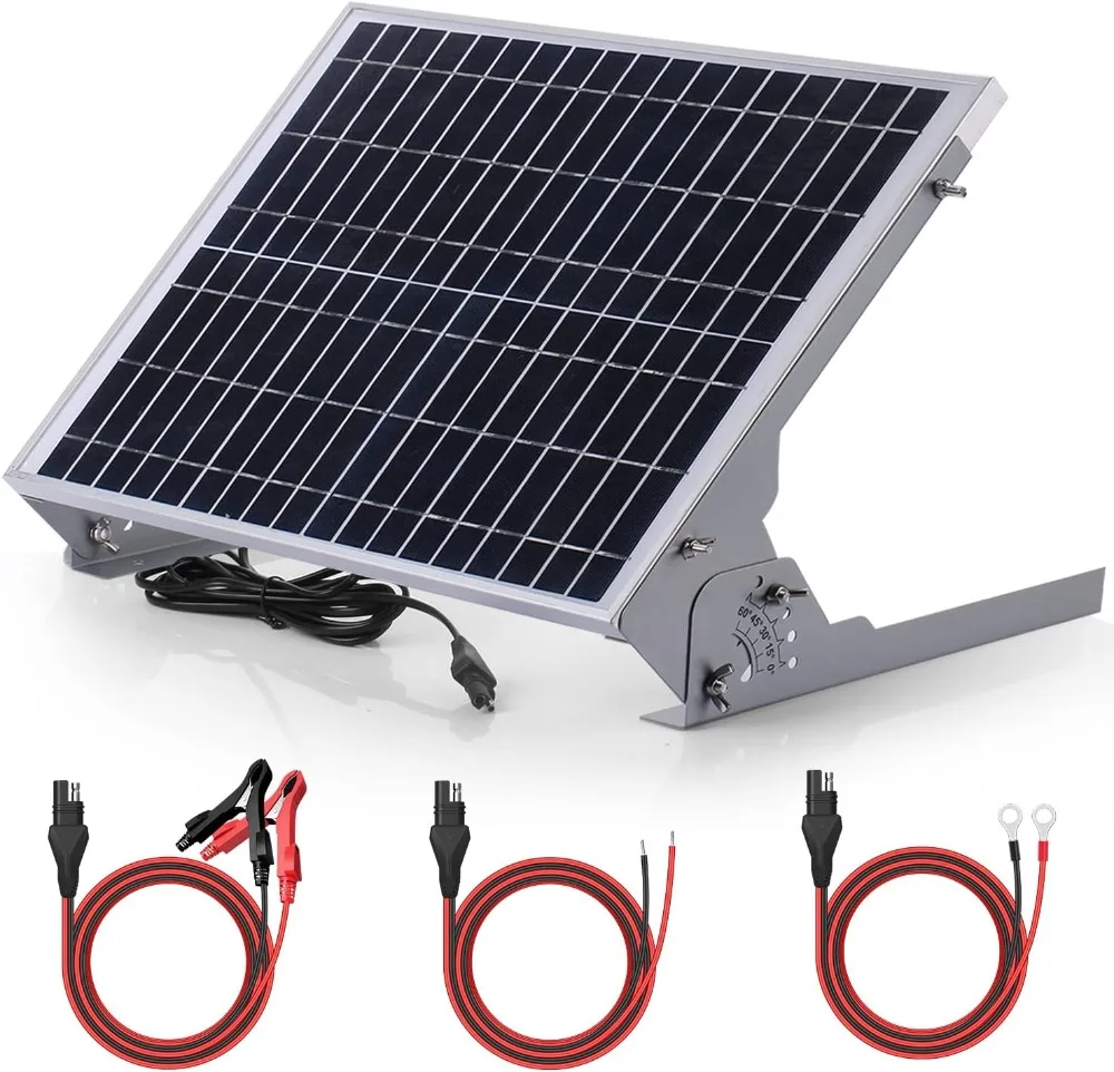 SUNER POWER 12V Solar Battery Charger Maintainer, Waterproof 20W Solar Trickle Charger, High Efficiency Solar Panel Kit