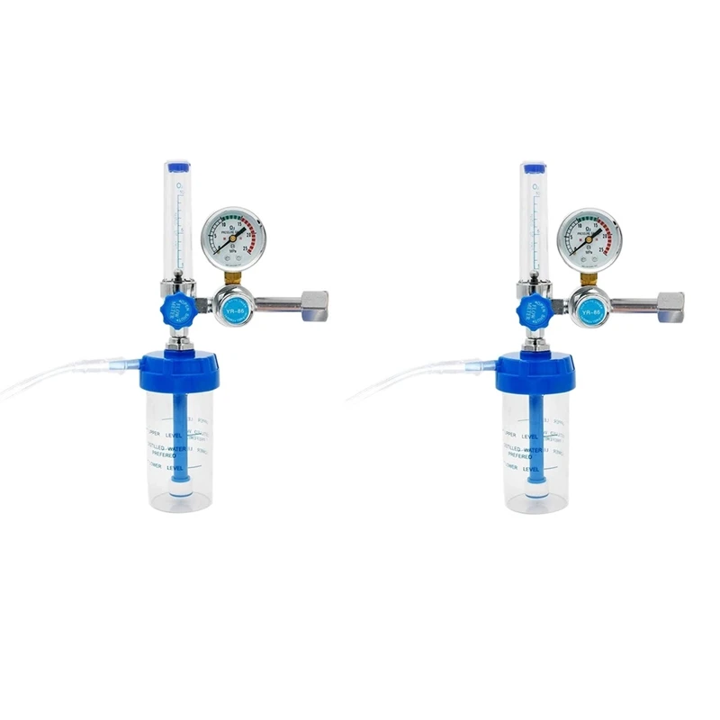 2Pcs Oxygen Flow Meter Oxygen Flowmeter Pressure Gauge Oxygen Pressure Valve Regulator 0-10L/Min G5/8