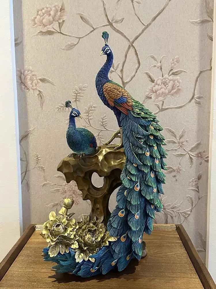 Copper Peacock Sculptures Ornament,Home Room Decor,Brass Crafts statues,Living Room Office Artwork Desk Decoration,Luxury Gifts