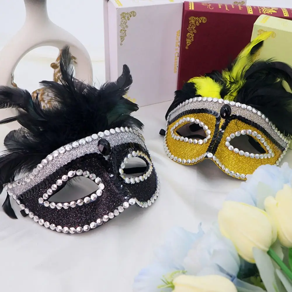 

Half Face Halloween Masquerade Mask Cosplay Party Costume Props Phoenix Tail Feather Mask Feather Headcover Feather Mask Adult
