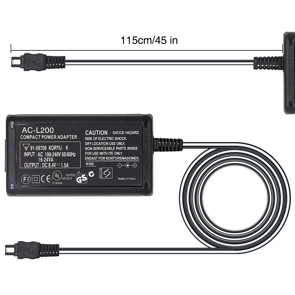 AC-L200 AC-L25 100V-240V AC Power Adapter Camcorder Charger 8.4V 1.5-1.7A fast charging adaptor for Sony AC-L200 L25B Camera