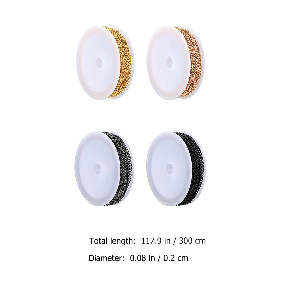 8 Rolls Flat Iron Chains DIY Jewelry Making Chains Multipurpose Necklace Bracelet Craft Accessories DIY Bracelet Chain